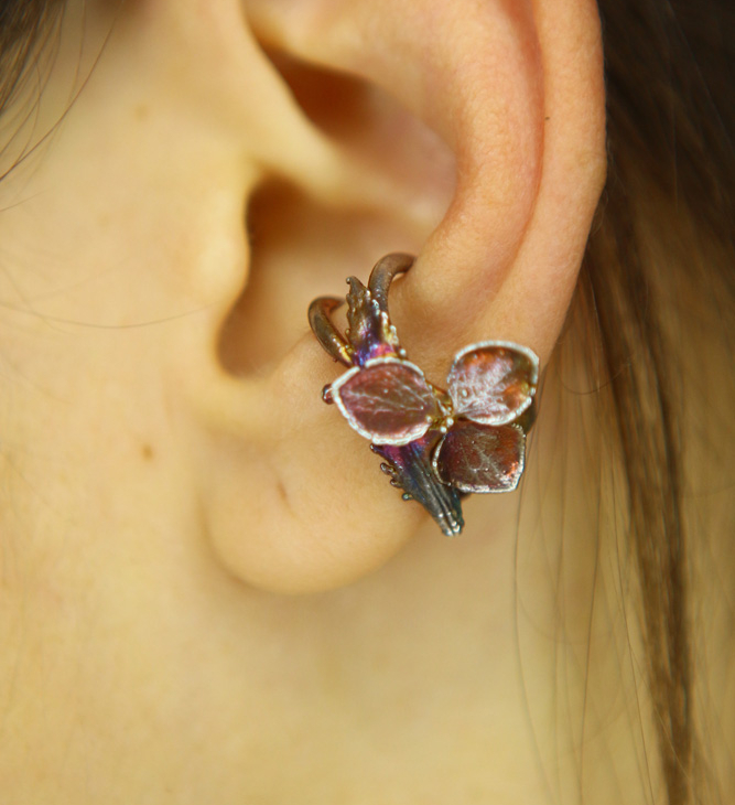 Cuff in silver, Hydrangea, фото 1