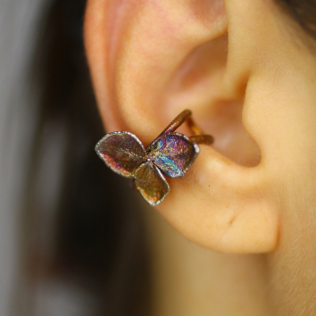 Cuff in silver, Hydrangea