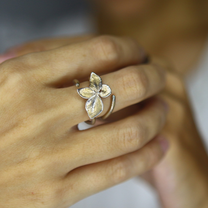 Ring in silver, Hydrangea , фото 1