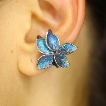 Cuff in silver, Hydrangea