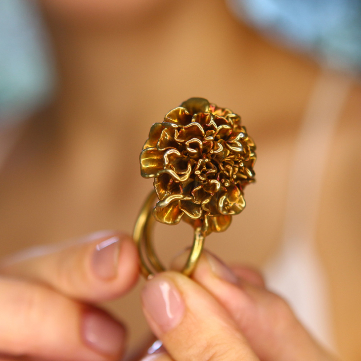 Кольцо в цветном Золоте, Бархатцы, фото 4