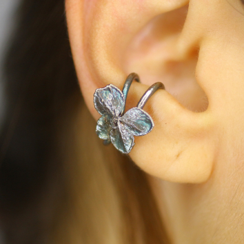 Cuff in silver, Hydrangea