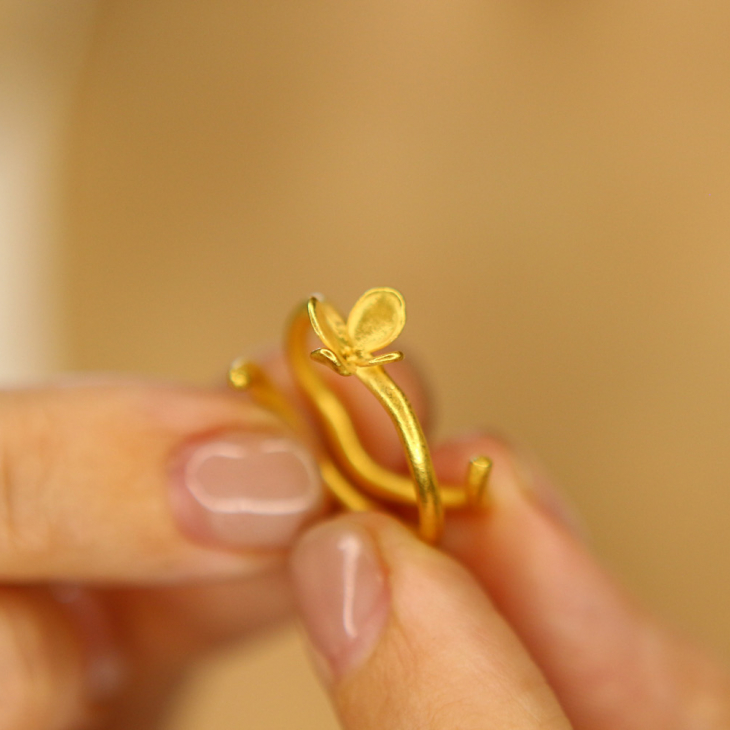 Кольцо в золоте, Гортензия, фото 2