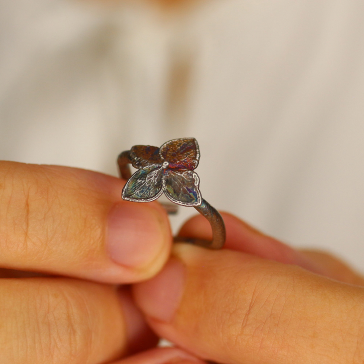 Кольцо в серебре, Гортензия, фото 2