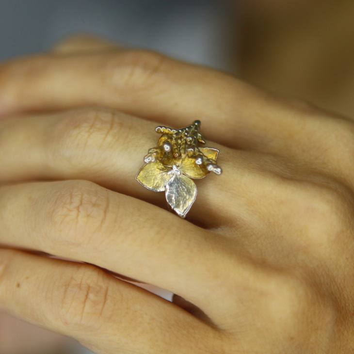 Ring in silver, Hydrangea , фото 1