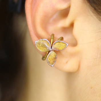 Cuff in silver, Hydrangea