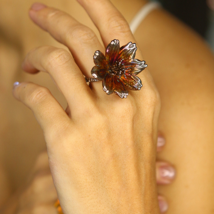 Кольцо в серебре, Космея, фото 2