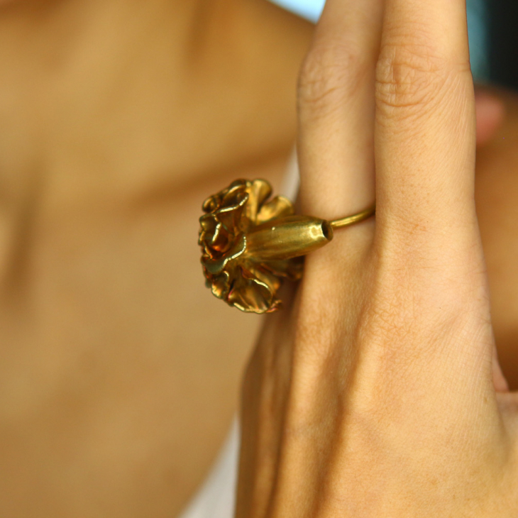 Кольцо в цветном Золоте, Бархатцы, фото 2