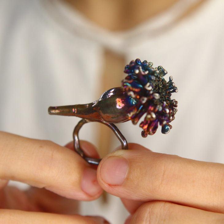 Кольцо в серебре, Бархатцы, фото 2