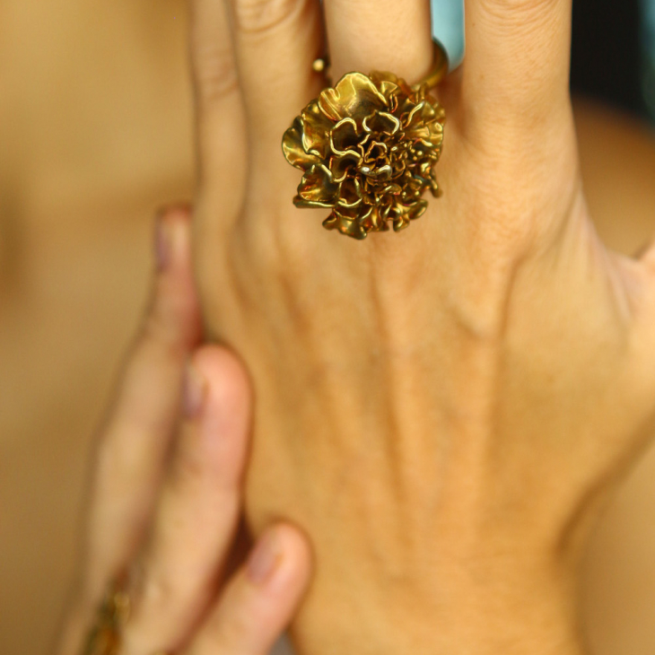 Кольцо в цветном Золоте, Бархатцы, фото 3