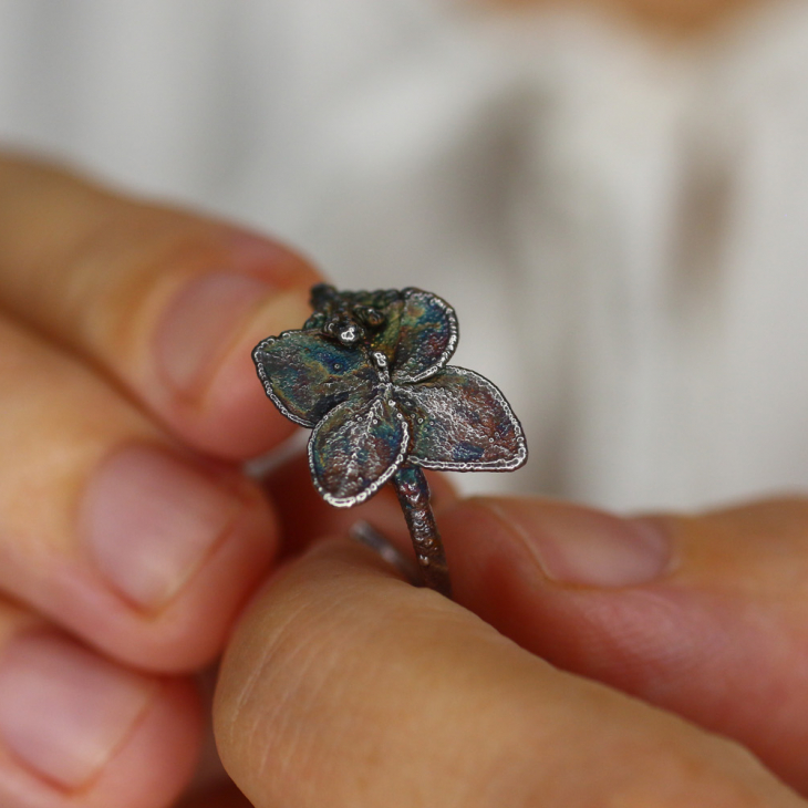 Кольцо в серебре, Гортензия и Туя, фото 2