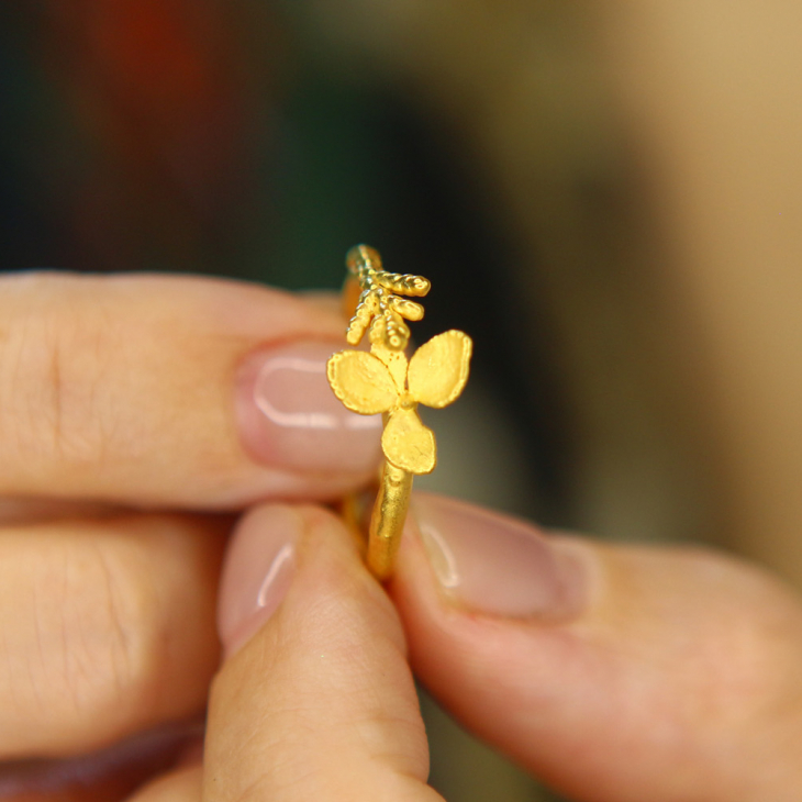 Кольцо в золоте, Гортензия и Туя, фото 2