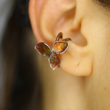 Cuff in silver, Hydrangea