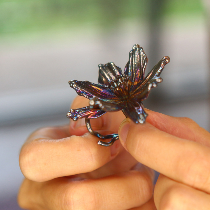 Кольцо в серебре, Космея, фото 2