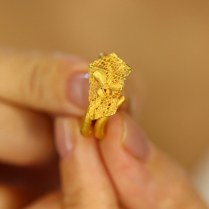 Кольцо в золоте, Гортензия, фото 2