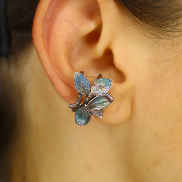 Cuff in silver, Hydrangea, фото 1