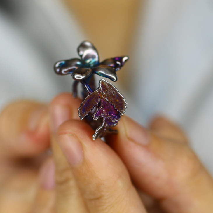 Кольцо в серебре, Жасмин, фото 2