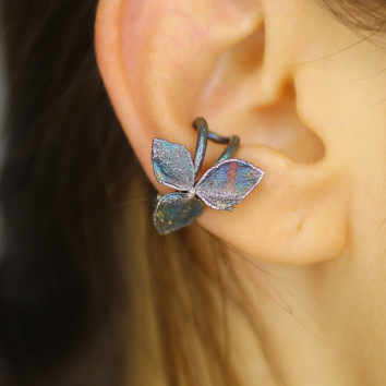 Cuff in silver, Hydrangea