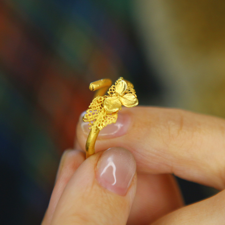 Кольцо в золоте, Гортензия, фото 2