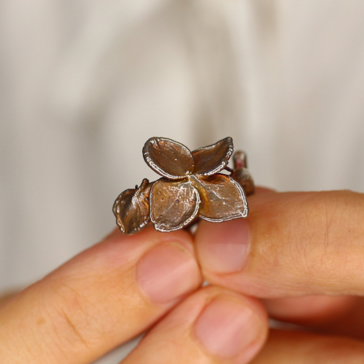 Кольцо в серебре, Гортензия, фото 2