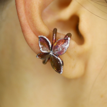 Cuff in silver, Hydrangea