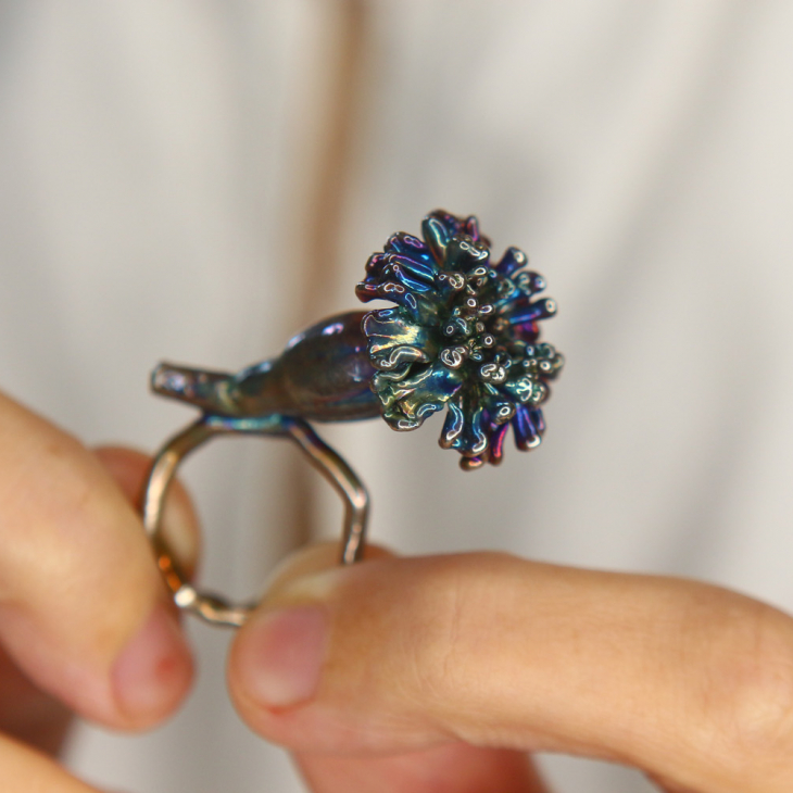 Кольцо в серебре, Бархатцы, фото 2