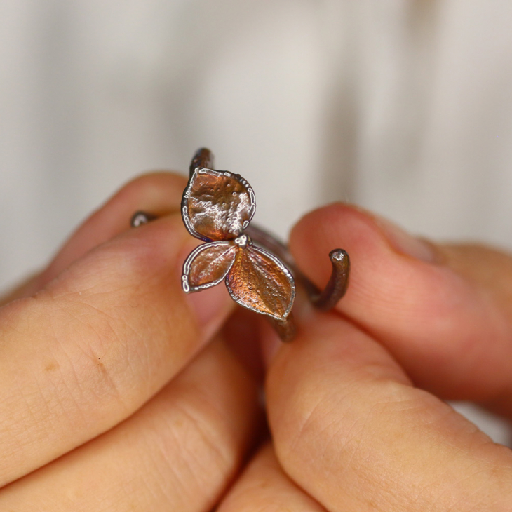 Кольцо в серебре, Гортензия, фото 2