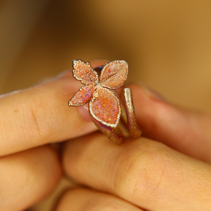 Кольцо в серебре, Гортензия, фото 2