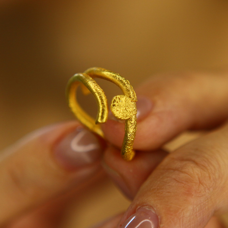 Кольцо в золоте, Гортензия, фото 2
