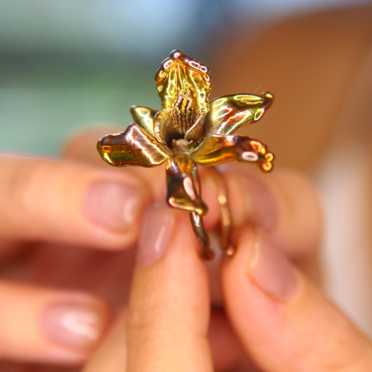 Кольцо в серебре, Орхидея, фото 3