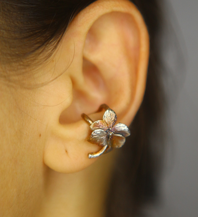 Cuff in silver, Hydrangea, фото 1