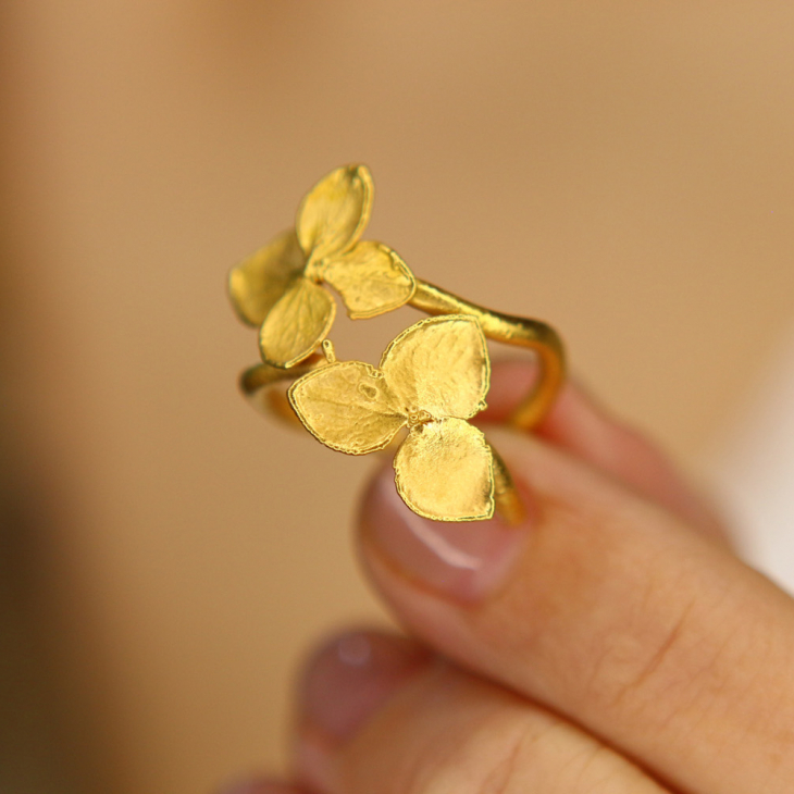 Кольцо в золоте, Гортензия, фото 2