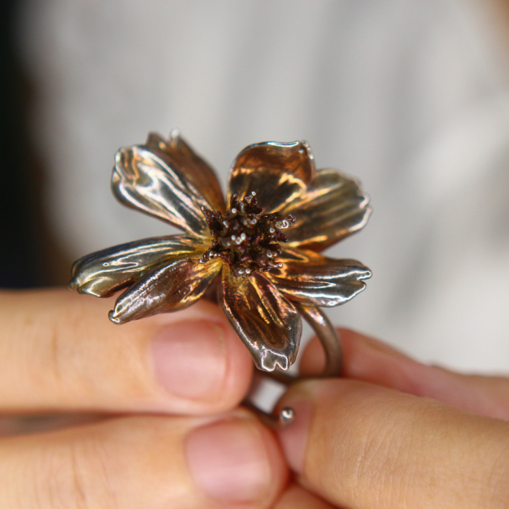 Кольцо в серебре, Космея, фото 2