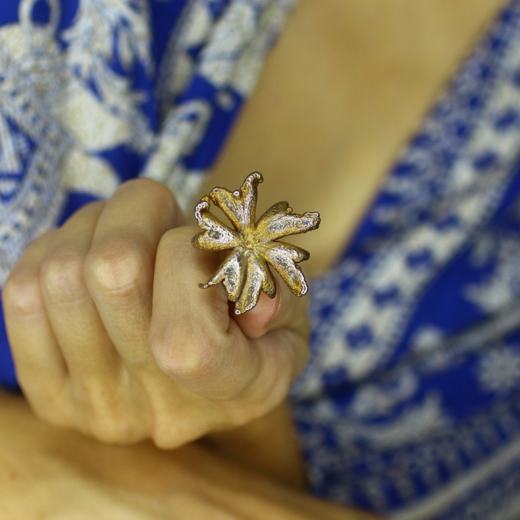 Кольцо в серебре, цветок Кришны, фото 2