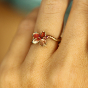 Ring in silver, Hydrangea 