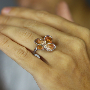 Ring in silver, Hydrangea 