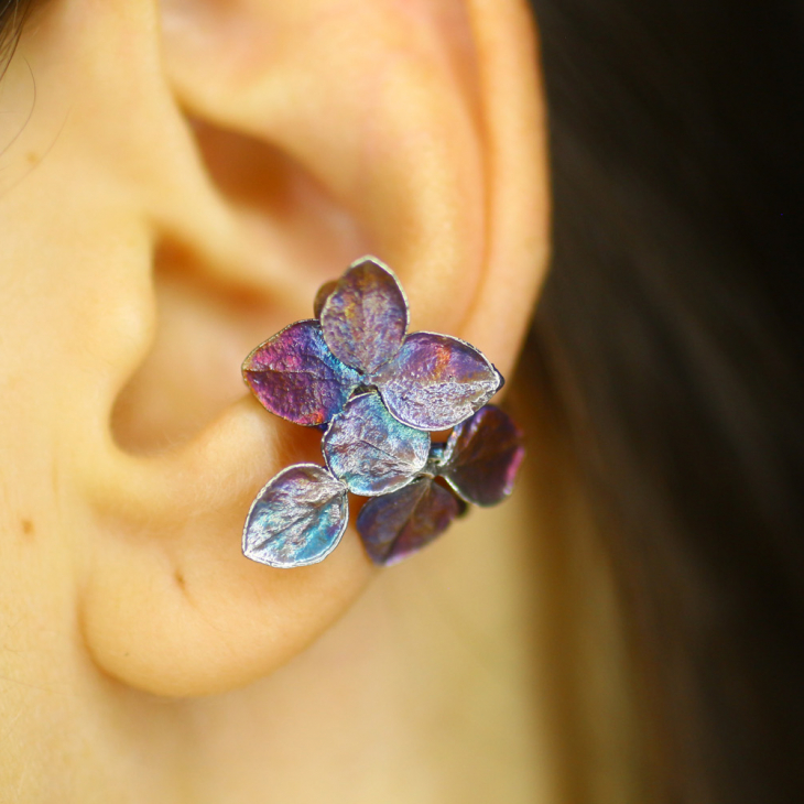 Cuff in silver, Hydrangea, фото 1