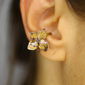 Cuff in silver, Hydrangea