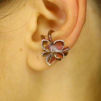 Cuff in silver, Hydrangea