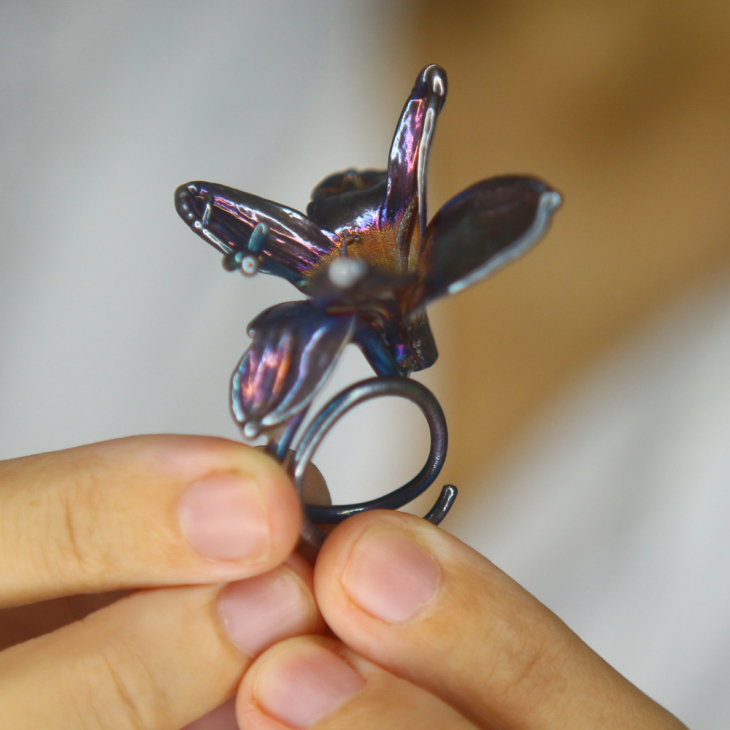 Кольцо в серебре, Лилия, фото 3