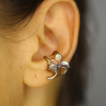 Cuff in silver, Hydrangea