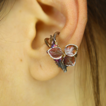 Cuff in silver, Hydrangea