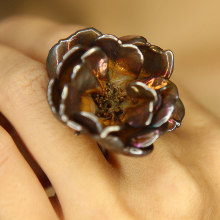 Кольцо в серебре, Роза, фото 2