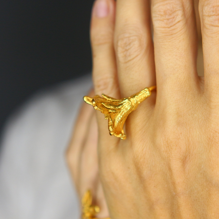 Кольцо в золоте, Хризантема, фото 3