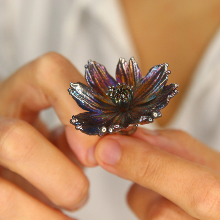 Кольцо в серебре, Космея, фото 2