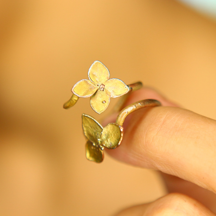 Кольцо в серебре, Гортензия, фото 2