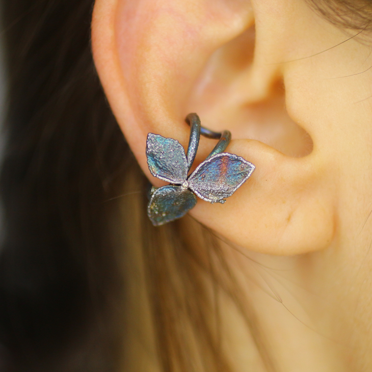 Cuff in silver, Hydrangea, фото 1