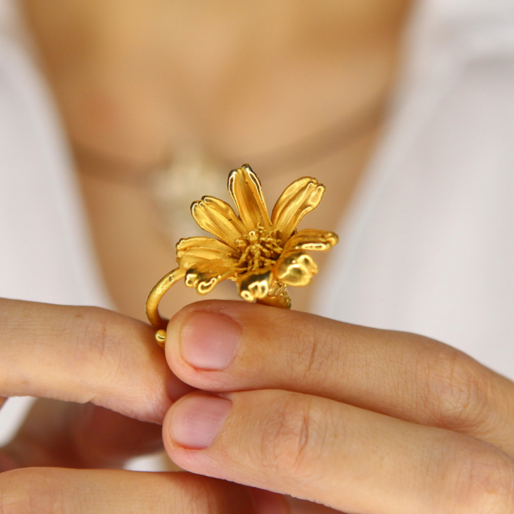 Кольцо в золоте, Хризантема, фото 2