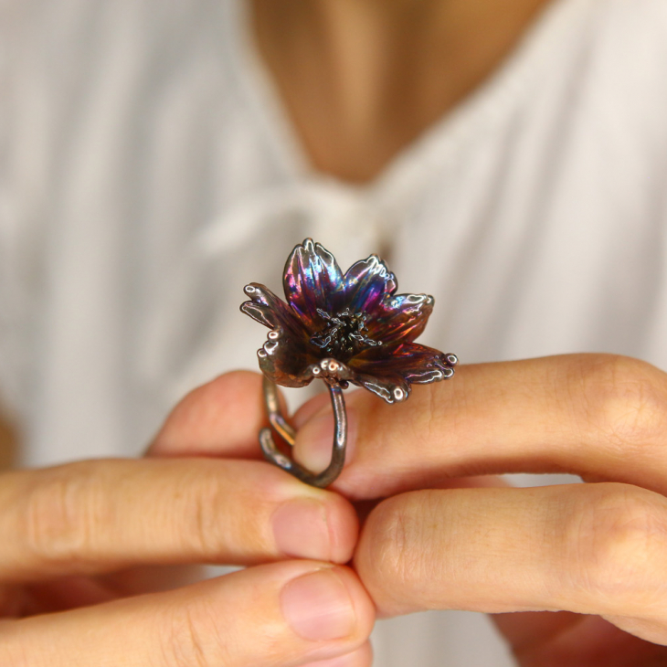 Кольцо в серебре, Космея, фото 2