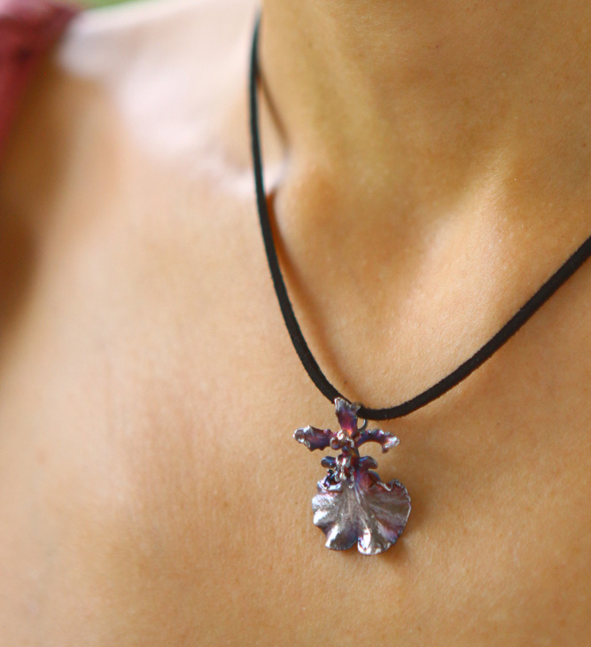 Кулон в серебре, Орхидея, фото 2